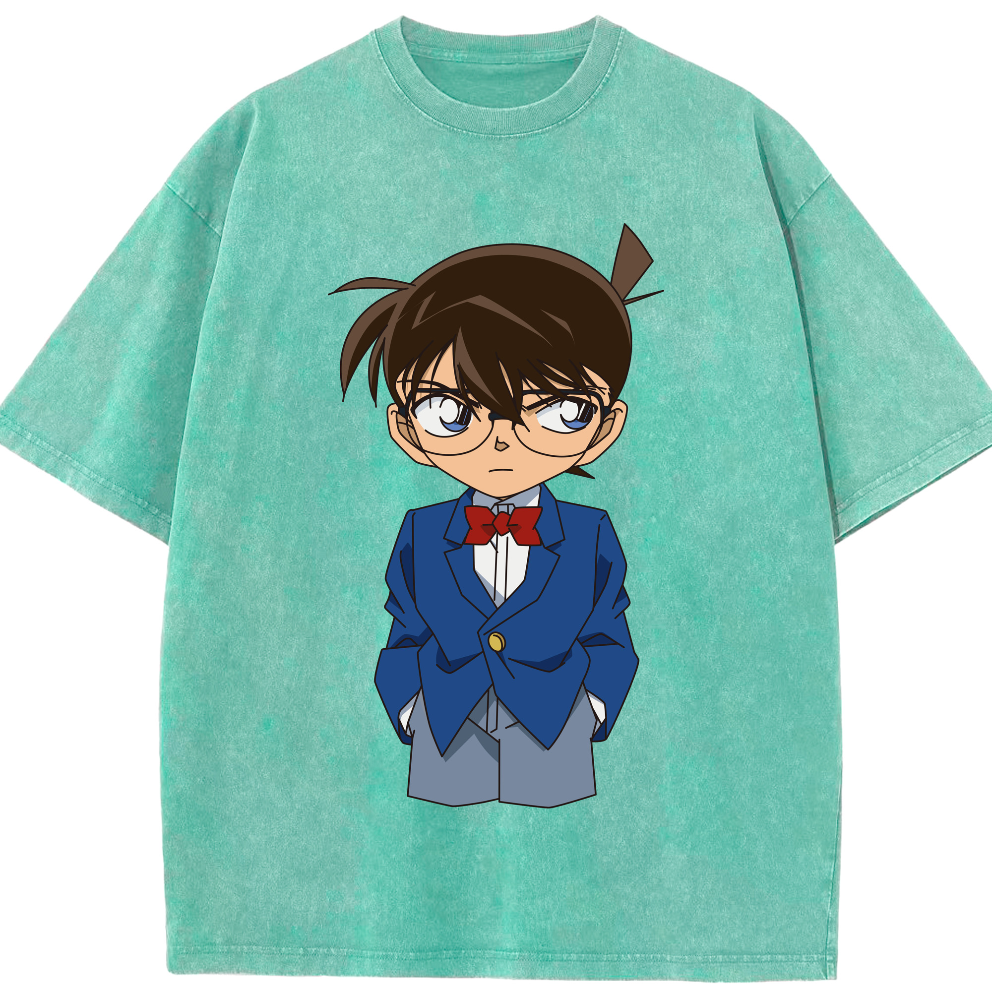 （画像用） 名探偵コナン 江戸川 コナン Detective Conan Conan Edogawa 綿100% ヴィンテージ風 半袖Tシャツ（フロントプリント）